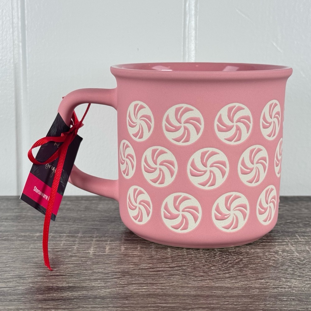 NEW Merry & Bright Pink Candy Christmas Mug